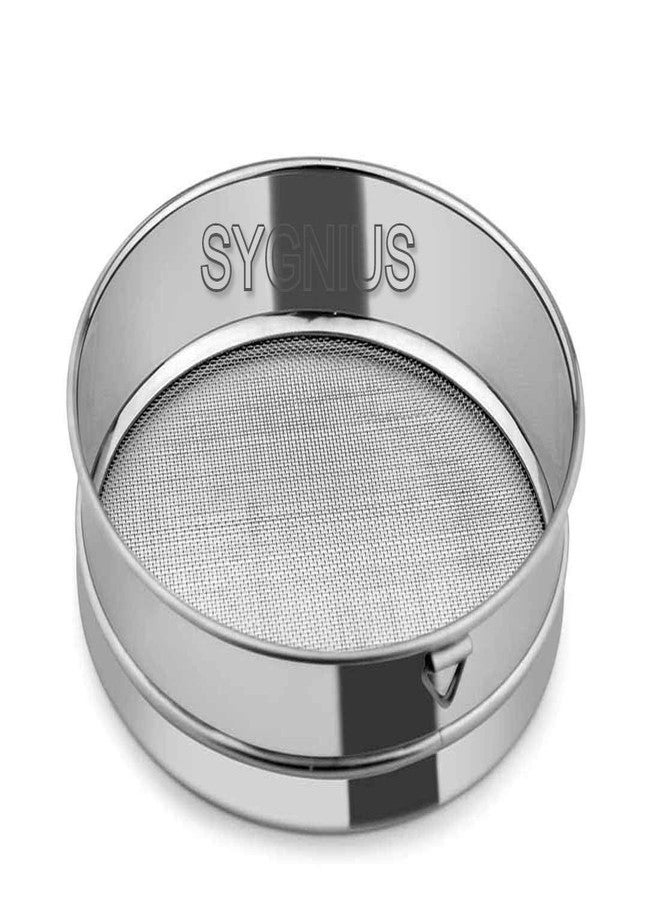 SYGNIUS مناخل طعام من الفولاذ المقاوم للصدأ من سيجنيوس (منخل دقيق) منخل دقيق، منخل لتحضير الكيك والسكر، أدوات مطبخ، أطقم أدوات مائدة، مناخل للخبز والسكر البودرة - فضي - Image 1
